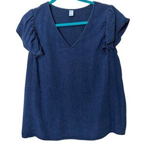 Old Navy Women's Short Flutter Sleeve V-Neck Blouse Size Large